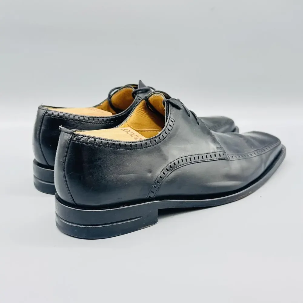 Mezlan Shoes Mens 9.5 Black Leather Apron Toe Derby Oxford Lace Up Dress Classic